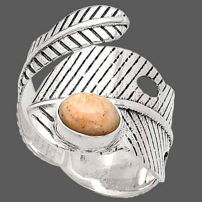 Adjustable Feather - Pink Opal Ring size-8 R-1473 SDR237058
