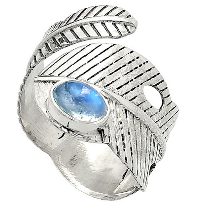 Adjustable Feather - Rainbow Moonstone Ring size-8.5 R-1473 SDR237060