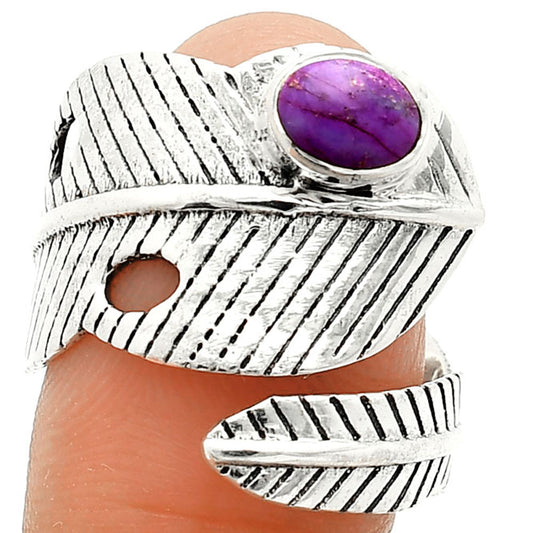 Adjustable Feather Copper Purple Turquoise Ring size-9.5 R-1473 SDR237071