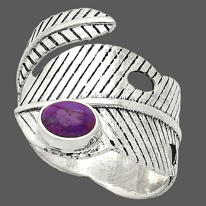 Adjustable Feather Copper Purple Turquoise Ring size-9.5 R-1473 SDR237071