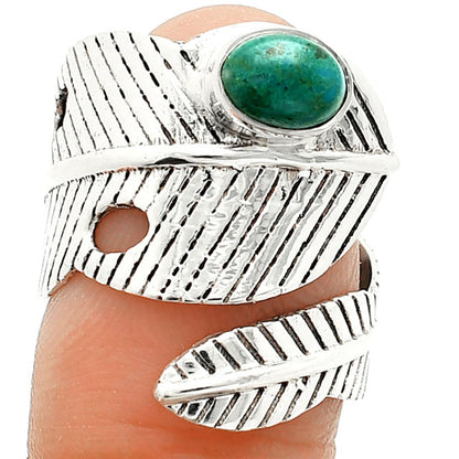Adjustable Feather - Azurite Chrysocolla Ring size-7.5 R-1473 SDR237072