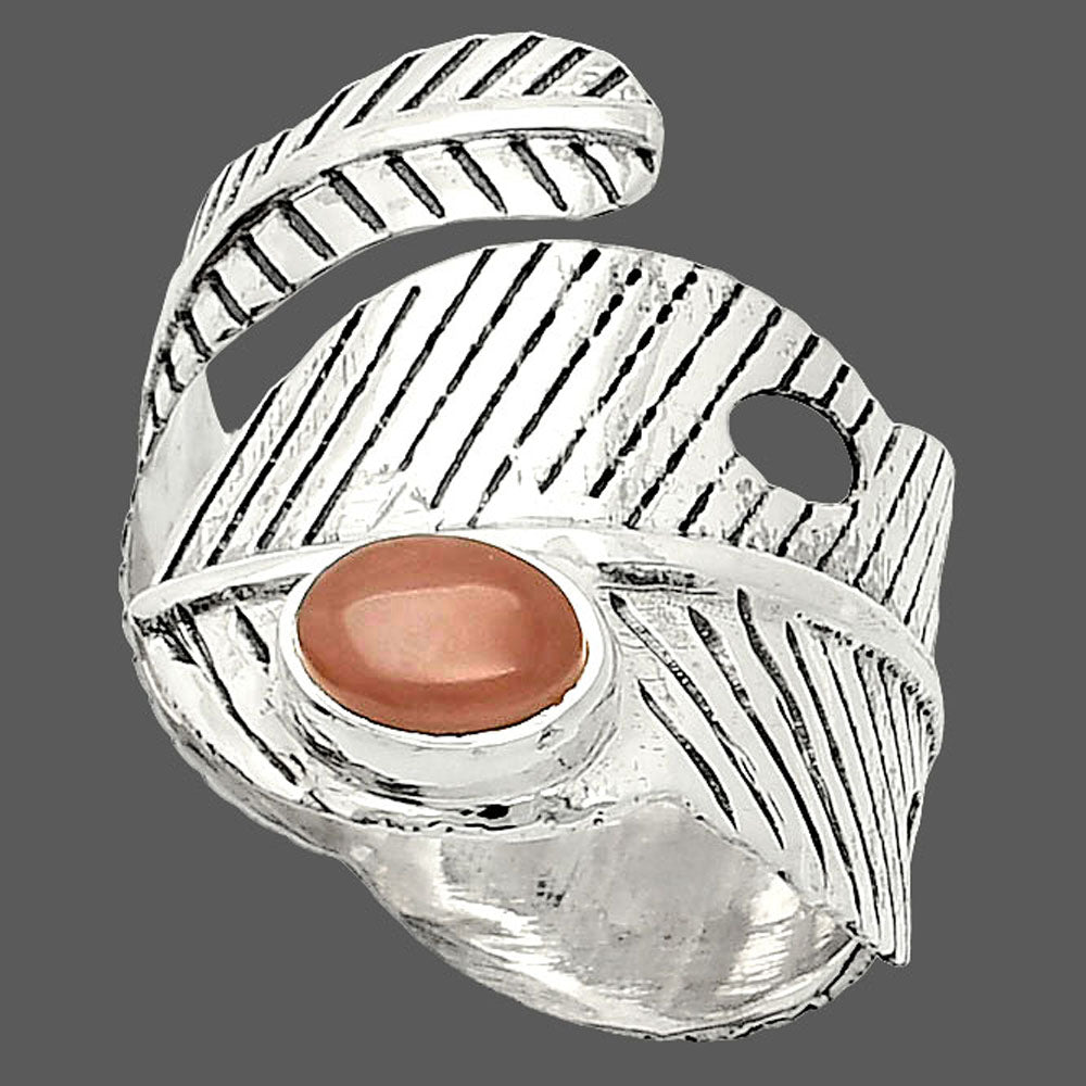 Adjustable Feather - Guava Quartz Ring size-8 R-1473 SDR237077