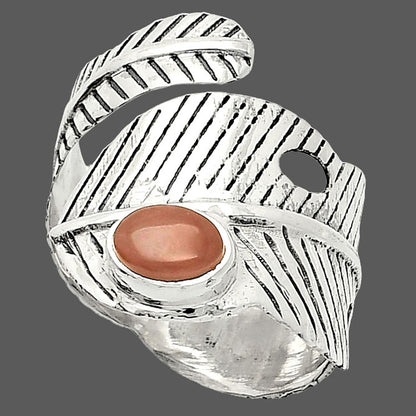 Adjustable Feather - Guava Quartz Ring size-8 R-1473 SDR237077