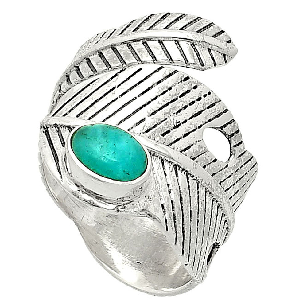 Adjustable Feather - Paraiba Amazonite Ring size-7.5 R-1473 SDR237087