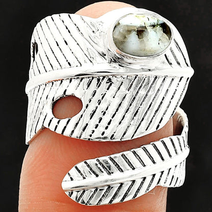Adjustable Feather - Sesame Jasper Ring size-6.5 R-1473 SDR237090