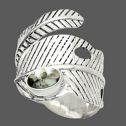 Adjustable Feather - Sesame Jasper Ring size-6.5 R-1473 SDR237090