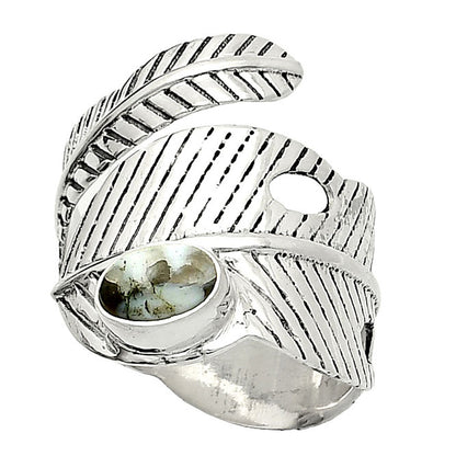 Adjustable Feather - Sesame Jasper Ring size-6.5 R-1473 SDR237090