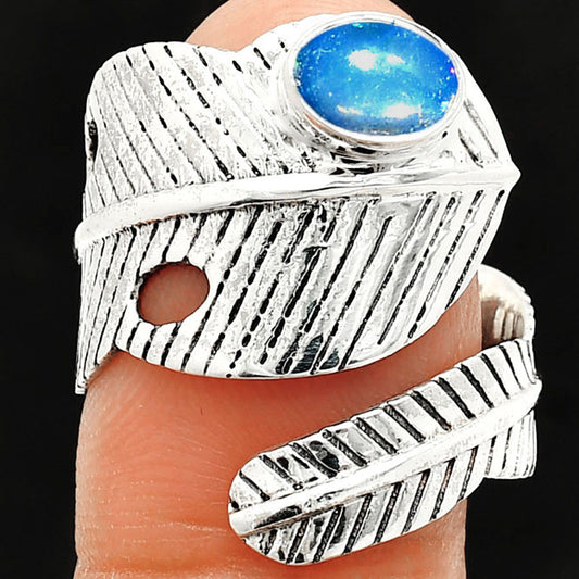 Adjustable Feather - Ethiopian Opal Ring size-8 R-1473 SDR237094