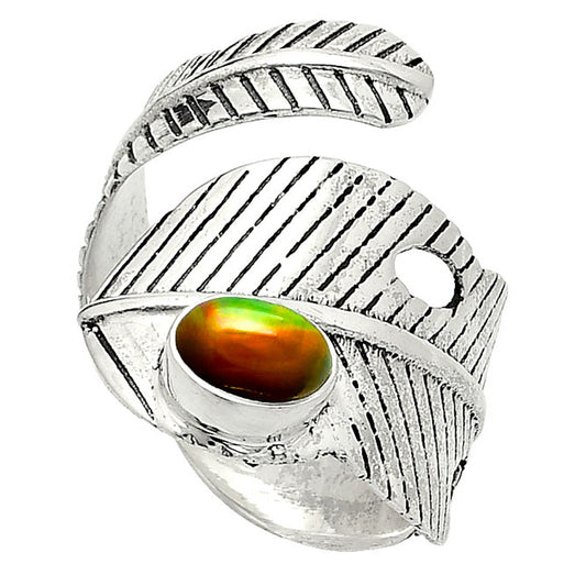 Adjustable Feather - Black Ethiopian Opal Ring size-7.5 R-1473 SDR237098