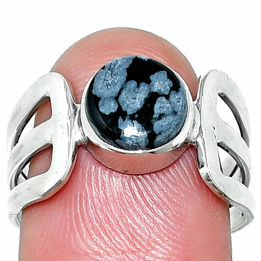 Natural Snow Flake Obsidian Ring size-8 R-1162 SDR237531