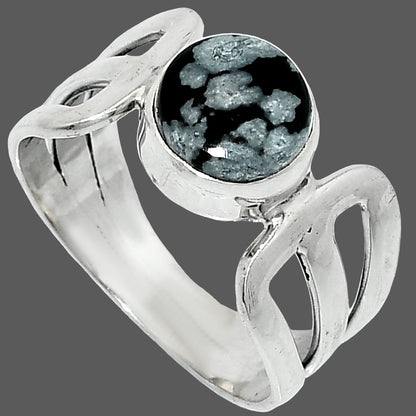 Natural Snow Flake Obsidian Ring size-8 R-1162 SDR237531