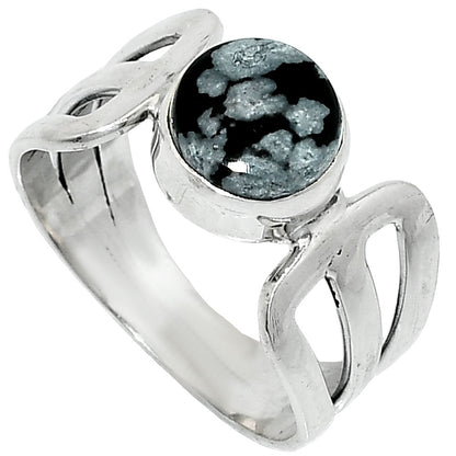 Natural Snow Flake Obsidian Ring size-8 R-1162 SDR237531