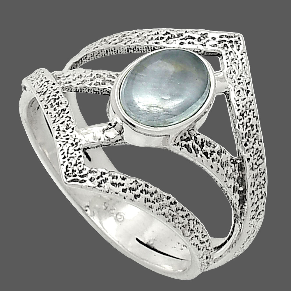 Natural Sky Blue Topaz Cab Ring size-8 R-1471 SDR237986