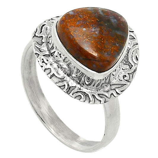 Natural Red Moss Agate Ring size-8 R-1649 SDR238074