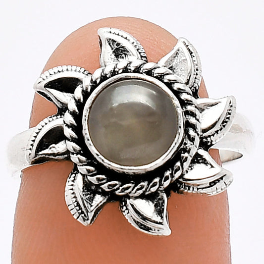 Sun - Natural Gray Moonstone Ring size-7.5 R-1617 SDR238499
