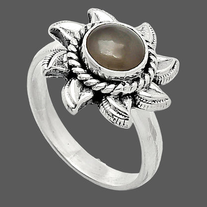 Sun - Natural Gray Moonstone Ring size-7.5 R-1617 SDR238499