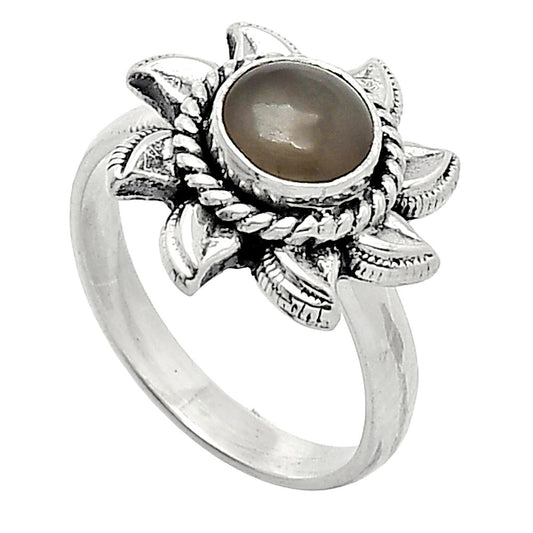 Sun - Natural Gray Moonstone Ring size-7.5 R-1617 SDR238499