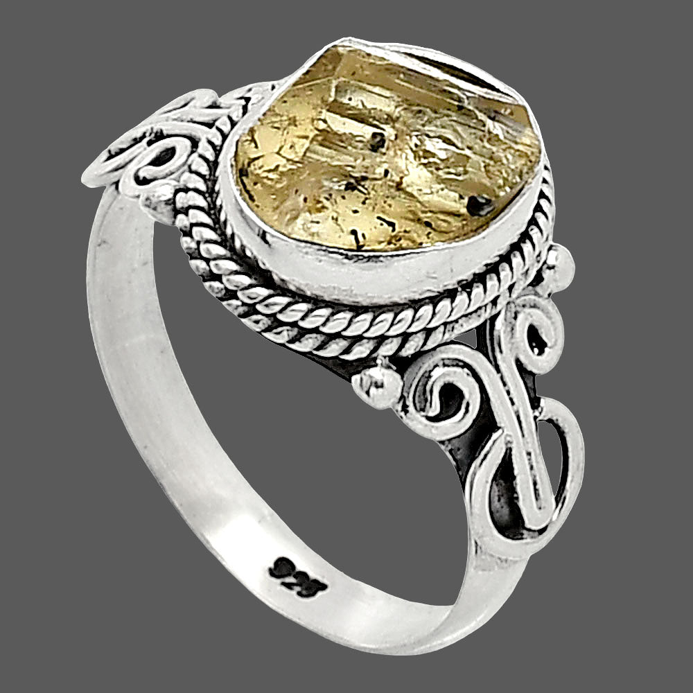 Natural Yellow Scapolite Rough Ring size-7 R-1345 SDR238609