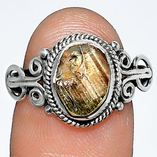 Natural Yellow Scapolite Rough Ring size-8 R-1345 SDR238615