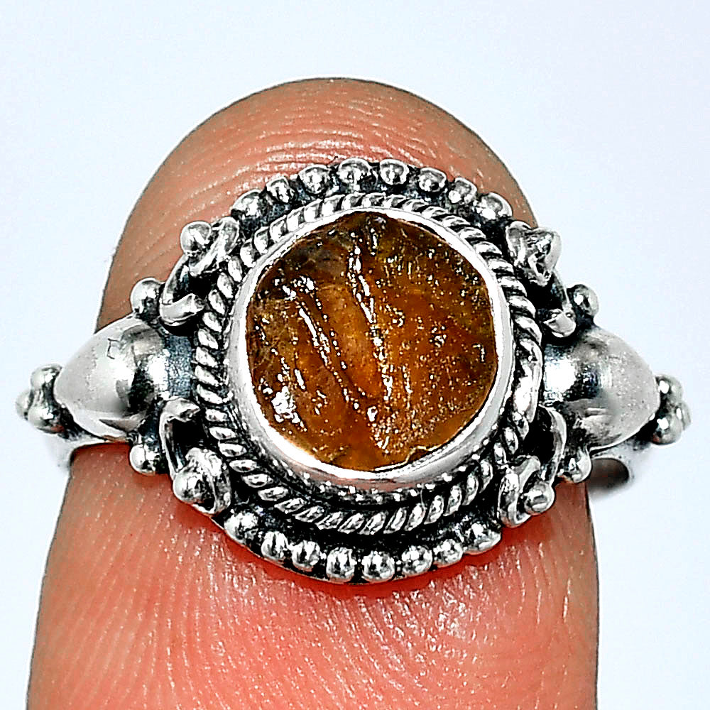 Natural Yellow Scapolite Rough Ring size-6.5 R-1291 SDR238709