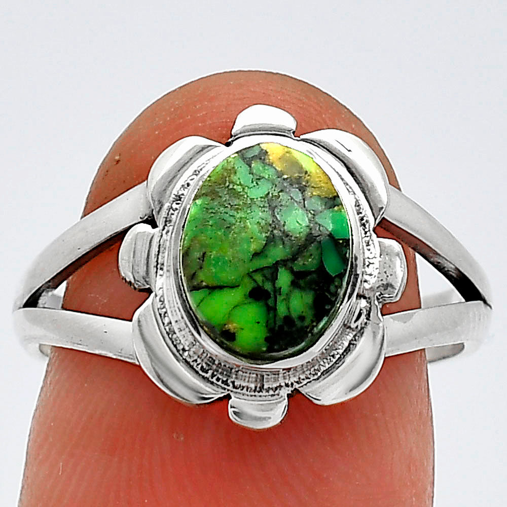 Natural Green Matrix Turquoise Ring size-8 R-1342 SDR240108