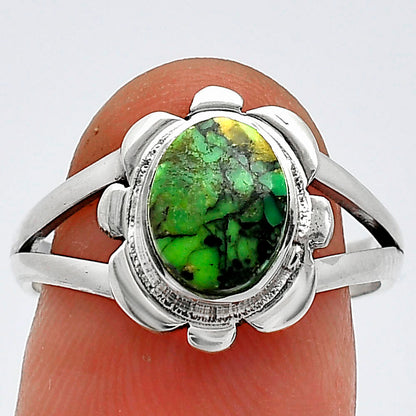 Natural Green Matrix Turquoise Ring size-8 R-1342 SDR240108