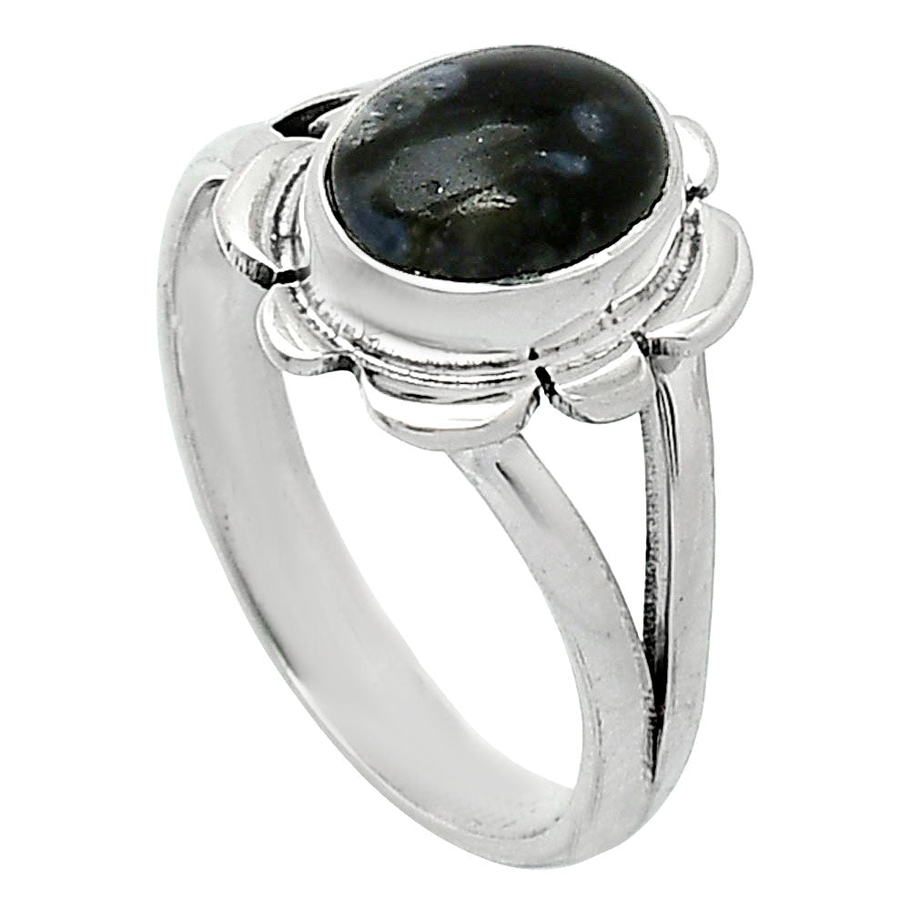 Llanite Blue Opal Crystal Sphere Ring size-7.5 R-1342 SDR240148