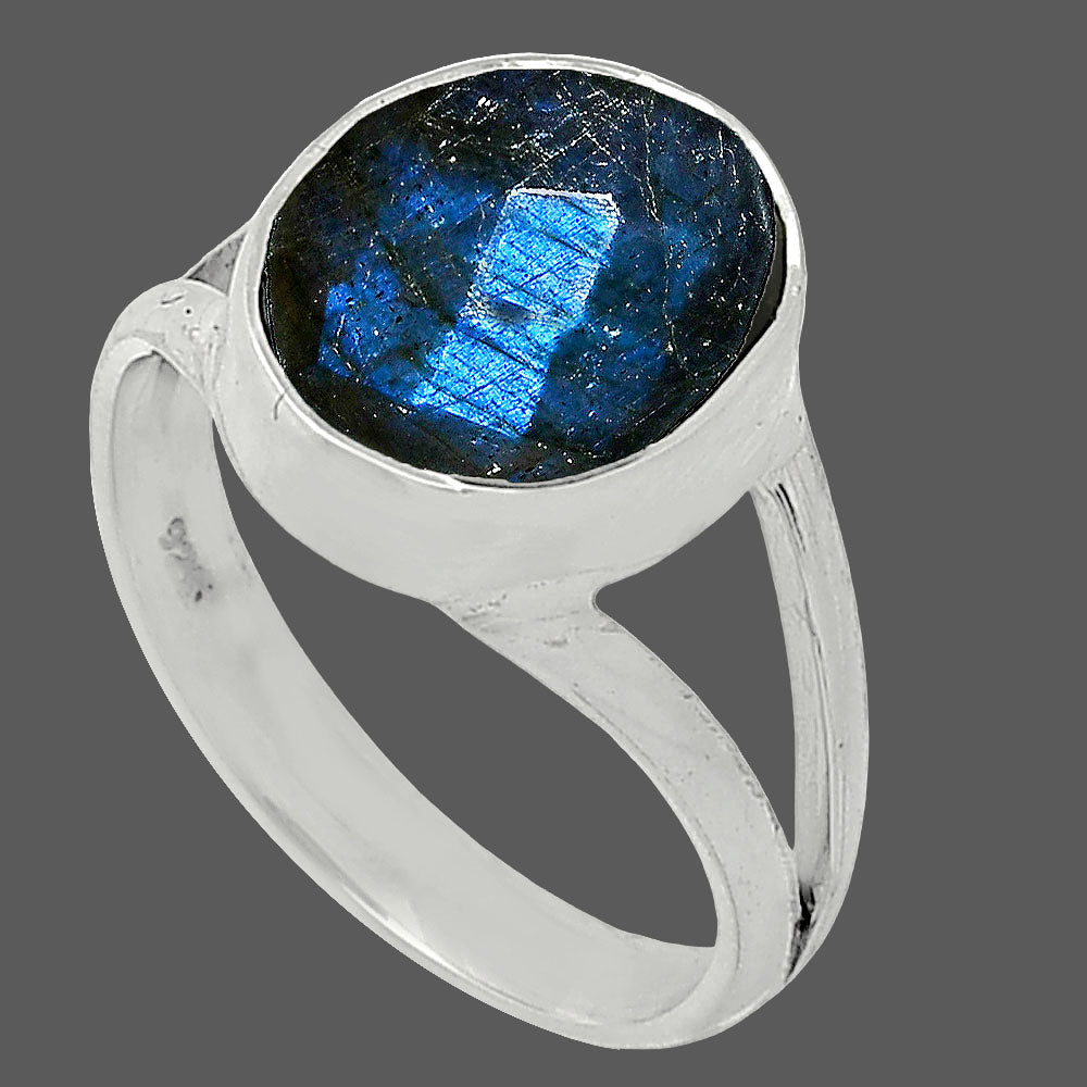 Natural Blue Labradorite Checker Ring size-7 R-1002 SDR240406