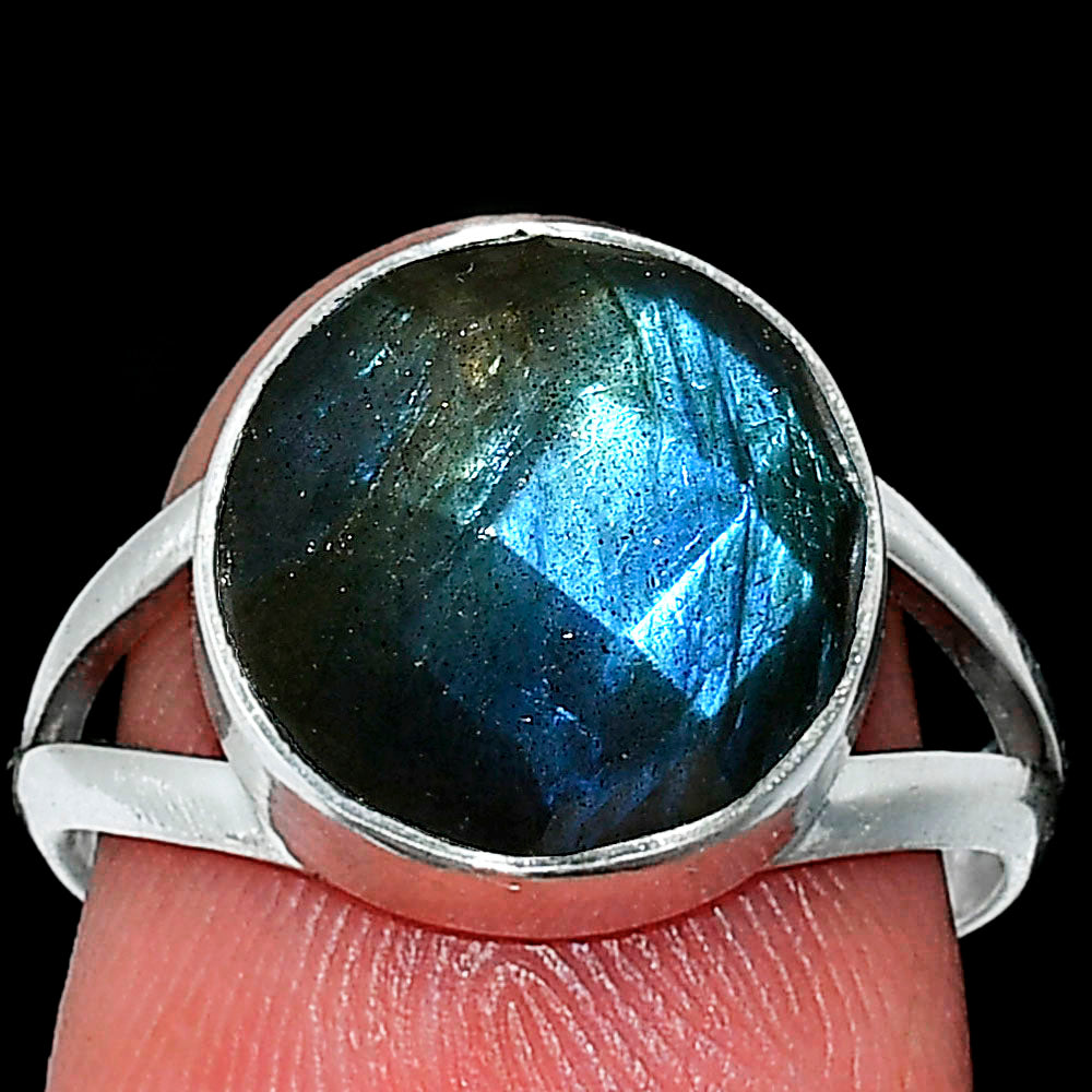 Natural Blue Labradorite Checker Ring size-7 R-1002 SDR240430