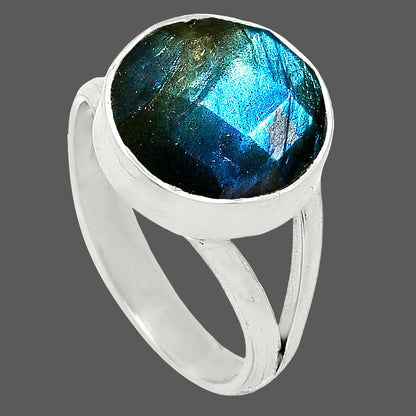 Natural Blue Labradorite Checker Ring size-7 R-1002 SDR240430