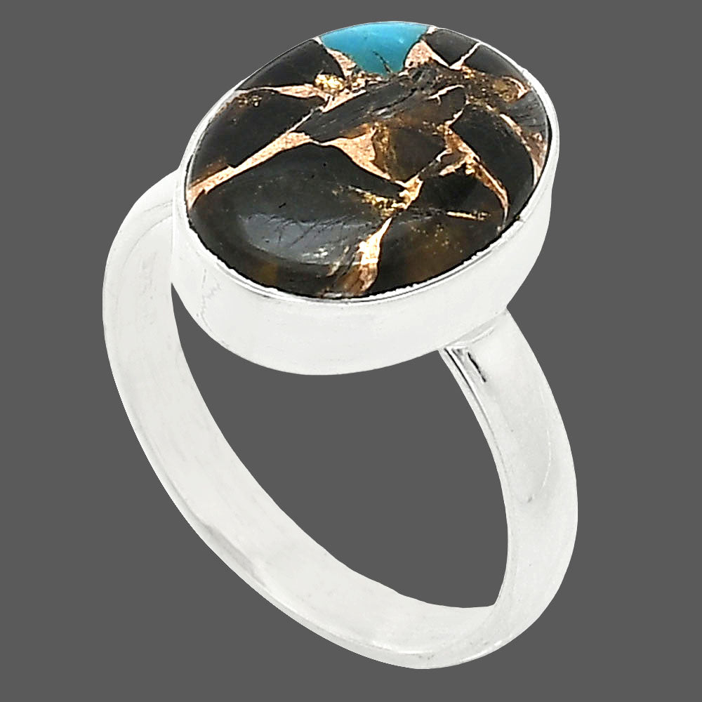 Shell In Black Blue Turquoise Ring size-8 R-1001 SDR240728