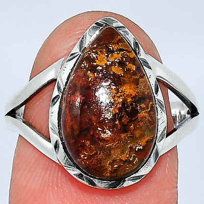 Natural Red Moss Agate Ring size-8 R-1014 SDR240892