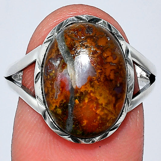 Natural Red Moss Agate Ring size-8.5 R-1074 SDR240971