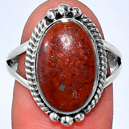 Natural Red Moss Agate Ring size-8.5 R-1253 SDR241017