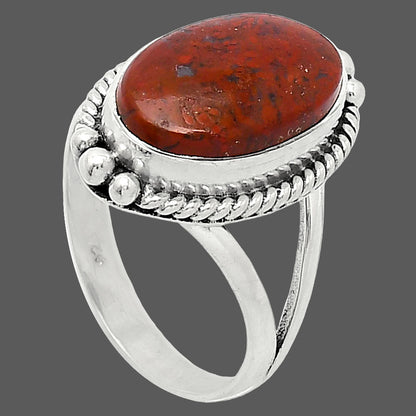 Natural Red Moss Agate Ring size-8.5 R-1253 SDR241017