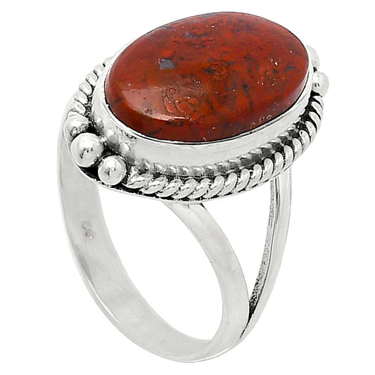 Natural Red Moss Agate Ring size-8.5 R-1253 SDR241017