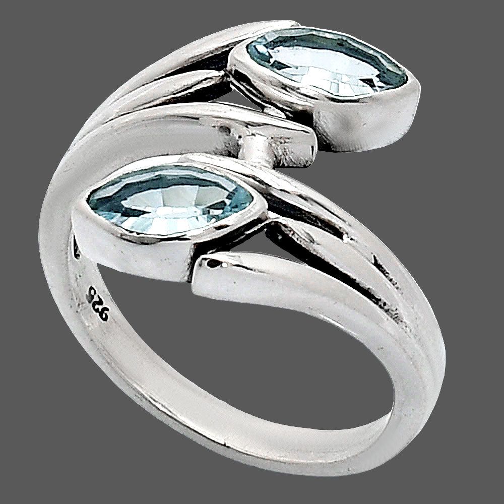 Natural Sky Blue Topaz Ring size-7.5 R-1023 SDR241523