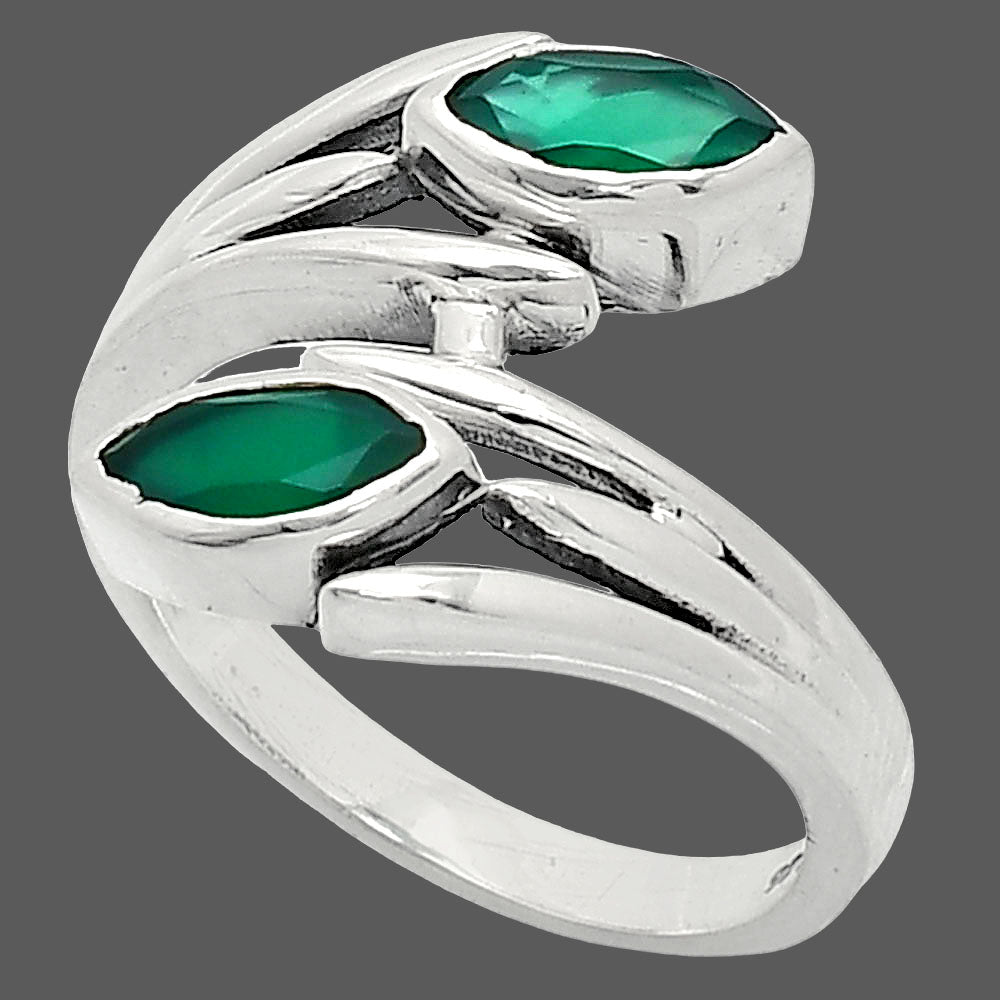 Natural Green Onyx Ring size-7.5 R-1023 SDR241540