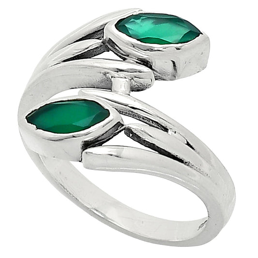 Natural Green Onyx Ring size-7.5 R-1023 SDR241540