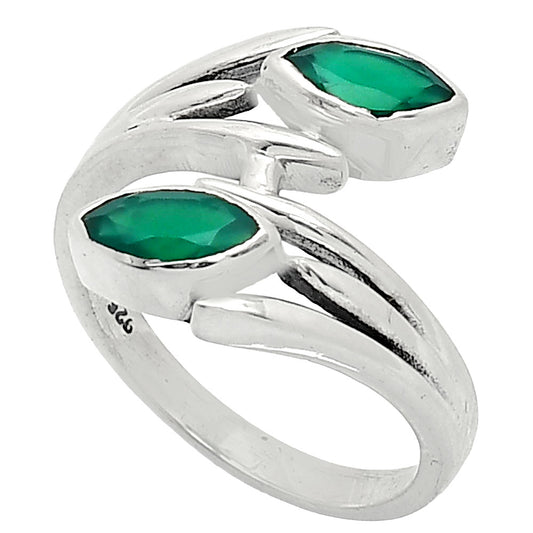 Natural Green Onyx Ring size-7.5 R-1023 SDR241542