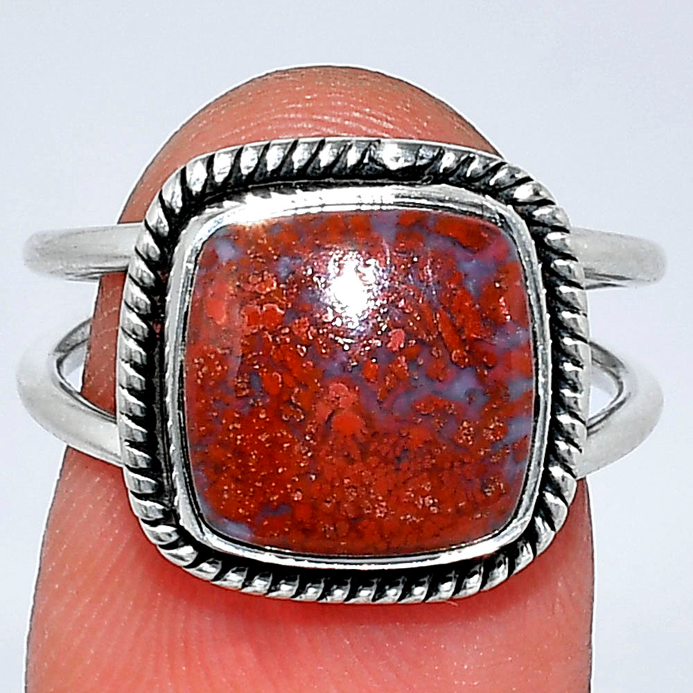 Natural Red Moss Agate Ring size-7 R-1068 SDR241550