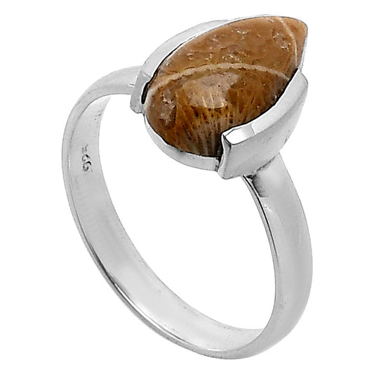 Natural Flower Fossil Coral Ring size-7 R-1173 SDR241642