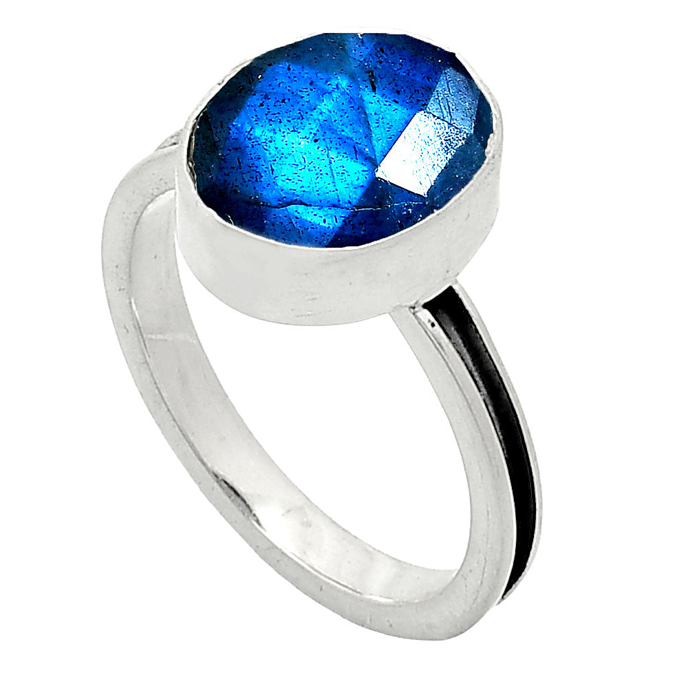 Natural Blue Labradorite Checker Ring size-7.5 R-1056 SDR241953