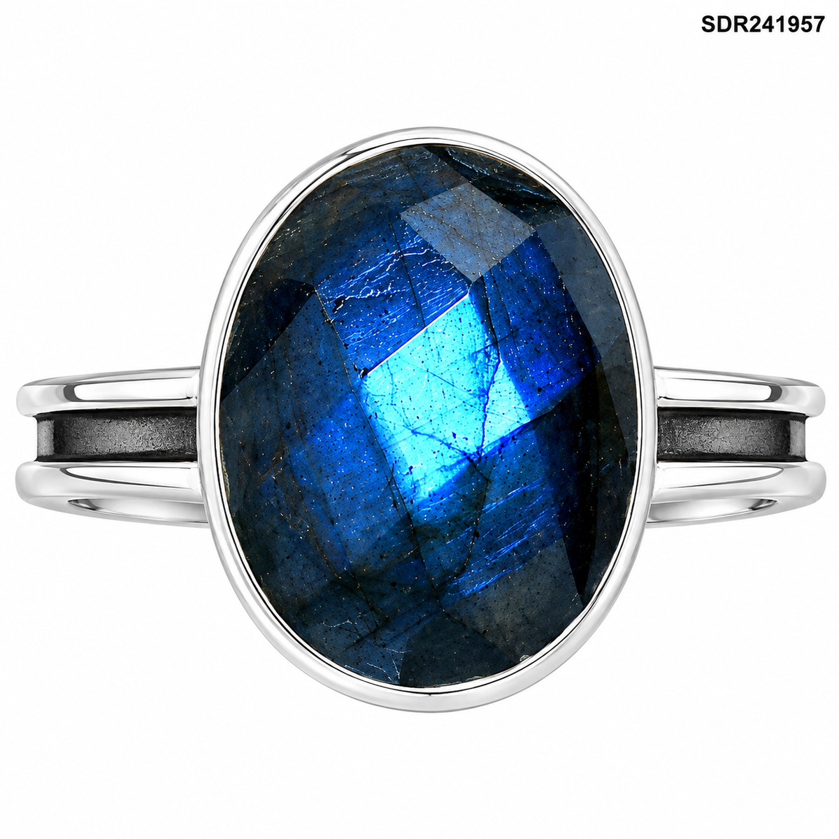 Natural Blue Labradorite Checker Ring size-7 R-1056 SDR241957