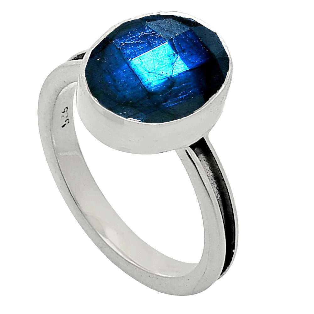 Natural Blue Labradorite Checker Ring size-7 R-1056 SDR241957