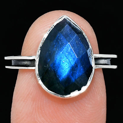 Natural Blue Labradorite Checker Ring size-7 R-1056 SDR241992