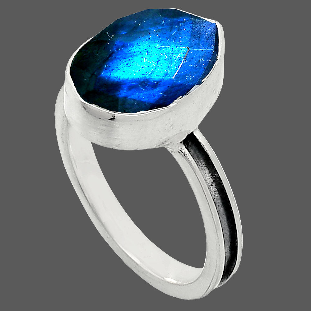Natural Blue Labradorite Checker Ring size-7 R-1056 SDR241992