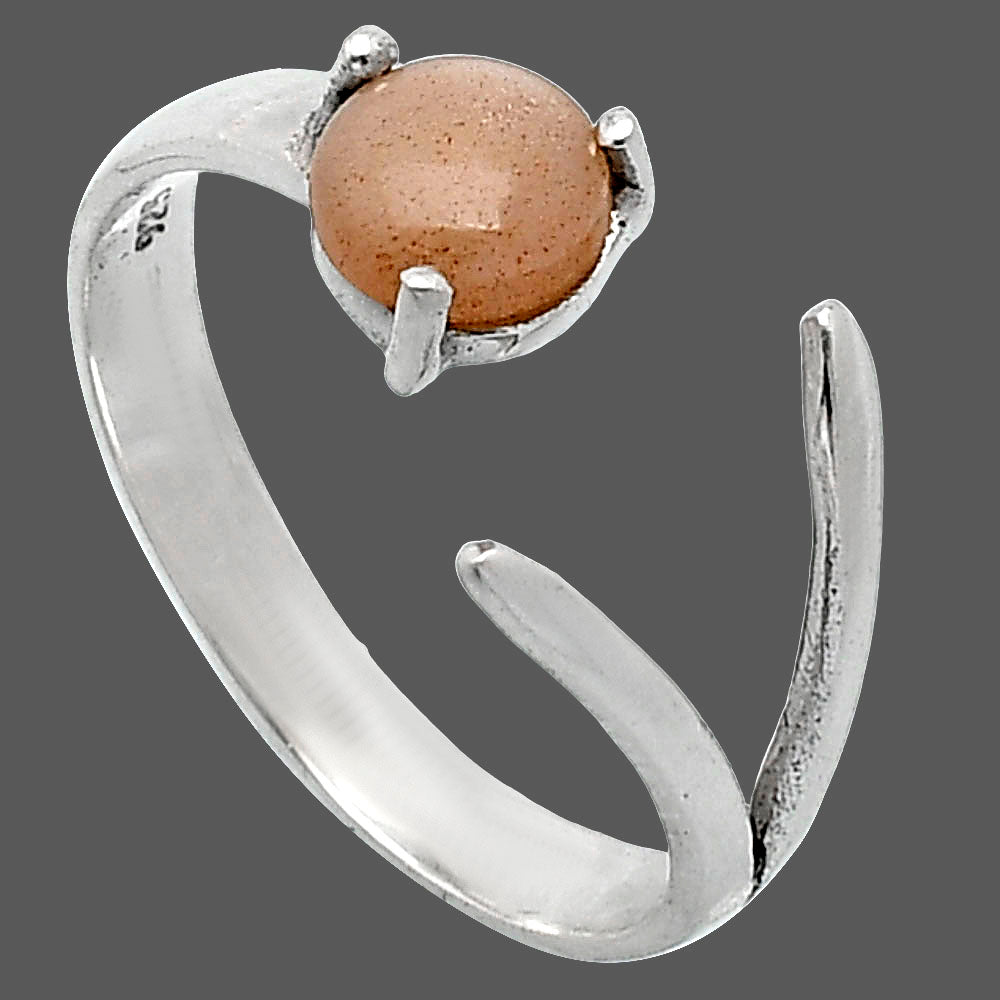 Adjustable - Natural Peach Moonstone Ring size-7 R-1176 SDR242266