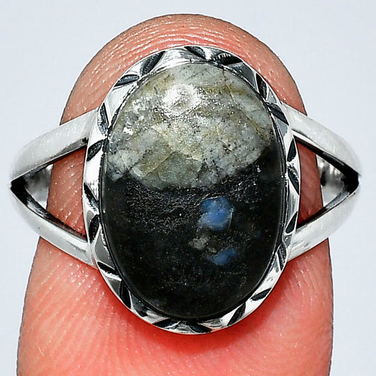 Llanite Blue Opal Crystal Sphere Ring size-8 R-1074 SDR242386