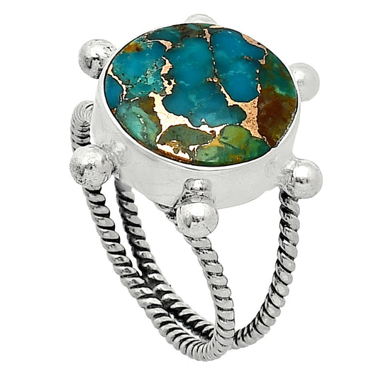Blue Turquoise In Green Mohave - USA Ring size-7 R-1268 SDR242974